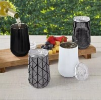 Member's Mark 16oz Stainless Steel Insulated Tumblers with Lids 4 Pack - Black Geo New In Box $59