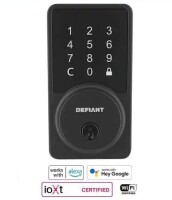 Defiant Square Matte Black Smart Wi-Fi Deadbolt Powered by Hubspace New In Box $199