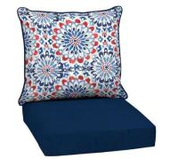 ARDEN SELECTIONS 24 in. x 24 in. 2-Piece Deep Seating Outdoor Lounge Chair Cushion in Clark Blue New In Box $199