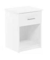 Furinno Tidur 1-Drawer Solid White Nightstand (17.72 in. W x 15.67 in. D x 24.14 in. H) $199