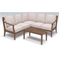 Hampton Bay Woodford Eucalyptus Right Arm Outdoor Loveseat with CushionGuard Bright White Cushions Only New In Box $599