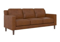 DHP Bryanna 3 Seater Sofa , Camel Faux Leather New In Box $399