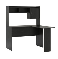 Mainstays L-Shaped Desk with Hutch, Black Oak New In Box $299