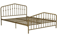 Novogratz Bushwick Metal Bed with Headboard and Footboard | Modern Design | Full Size - Gold New In Box $399