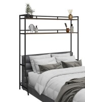 Novogratz Beverly Over-The-Bed Storage for Full and Full XL Beds, Walnut with Black Metal New In Box $199