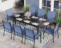 Phi Villa 5 Piece Patio Metal Dining Set Expandable Patio Dining Table and 4 Blue Textilene Chairs (2 Boxes) New in Box $899