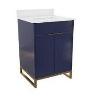 CosmoLiving Leona 24" Bathroom Vanity in Navy with Gold Metal New in Box $699