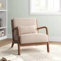 Sand & Stable Hertford 26" Wide Upholstered Linen Blend Accent Chair with Wooden Legs and One Pillow Sand & Stable Fabric Ne win Box $699