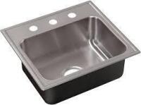 Just Manufacturing SL-ADA-1921-A-GR Ledge Drop-In Sink, Stylist,3 Faucet Holes, 21 in L x 19 in W, Top Mount, 304 Stainless Steel New in Box $999