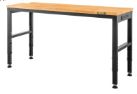 VEVOR Adjustable Workbench, 72" x 25" Multi-Purpose Work Bench with 28.5" - 38.3" Height Range and 2000 lbs Capacity, Power Outlets & Hardwood Top & Metal Frame & Foot Pads, Workshop Garage Table, New in Box $499