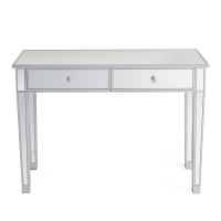 Zimtown Modern 2 Drawer Mirrored Vanity Console Table Dressing Glass Desk, Sliver, New in Box $399