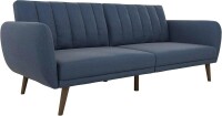 Novogratz Brittany Sofa Futon, Premium Linen Upholstery and Wooden Legs, Blue Linen, New in Box $599