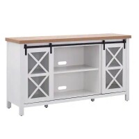 Meyer&Cross Clementine 58" White and Golden Oak TV Stand Fits up to 65" TV's, New in Box $399