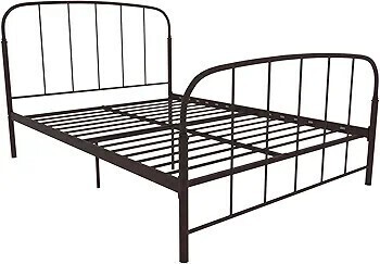 DHP Lafayette Metal Platform Bed with Rustic Style Curved Headboard and Footboard, Adustable Base Height for Underbed Storage, No Box Spring Needed, Full, Bronze, New in Box $399