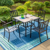 MF Studio 5-Piece Outdoor Patio Dining Set with Stacking Chairs & Faux Wood Table for 4-Person, Metal Steel, Black, (Similar to Picture), New in Box $499