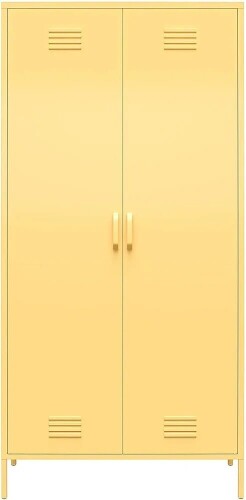 Novogratz Cache Tall 2 Door Metal Locker Cabinet, Yellow, New in Box $599