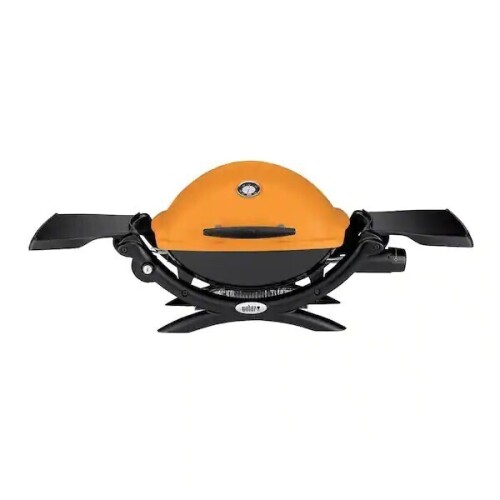 Weber Q 1200 1-Burner Portable Tabletop Propane Gas Grill in Orange with Built-In Thermometer, New in Box $399