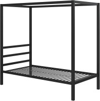 DHP Modern Metal Canopy Platform Bed with Minimalist Headboard and Four Poster Design, Underbed Storage Space, No Box Spring Needed, Twin, Black, New in Box $399