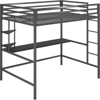 Novogratz Maxwell Metal Full Loft Bed with Desk & Shelves, Gray/Black, New in Box $499