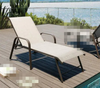 Pellebant Brown Aluminum Adjustable Outdoor Patio Chaise Lounge in Beige with Armrest, New in Box $399