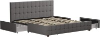 CosmoLiving by Cosmopolitan Elizabeth Upholstered Storage, Queen, Light Grey Linen Beds, Gray, New in Box $599