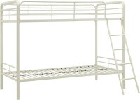 DHP Dusty Metal Bunk Bed Frame for Kids, Teens, and Adults, With Angled Ladder, High Full Length Guardrail, Smooth Rounded Edges, No Boxspring Required, For Small Spaces, Twin-Over-Twin, Off White, New in Box $399