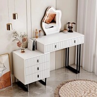 leejdn White Vanity Desk with 3-Color Touch Screen Lighted Mirror, 5 Drawers, Makeup Vanity Table Set with LightsDressing Table, New in Box $499