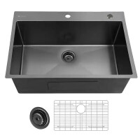 Glacier Bay 30" Drop-In Single Bowl 18 Gauge Gunmetal Black Stainless Steel Kitchen Sink, New in Box $399