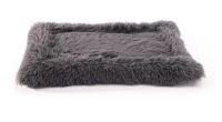 Precious Tails Eyelash Faux Fur Bordered Cat and Dog Mat - S (26x18) - Gray New $79