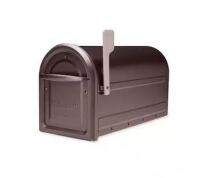 Architectural Mailboxes Mapleton Rubbed Bronze, Large, Steel, Post Mount Mailbox with Premium Champagne Flag New In Box $99