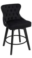 BARNUT Counter Stool, 26" 360 Free Swivel Barstool with Nail Head and Back, Bar Stool with Solid Wood Legs for Kitchen Island and Bar, Velvet in Black New In Box $349