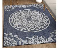 CAMILSON Outdoor Rug - Modern Area Rug for Indoor and Outdoor Patios, Kitchen and Hallway - Waterproof, Washable, Non-Shedding, Easy-to-Clean Outside Carpet (8x10ft. , Medallion - Blue/White) New $499