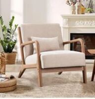 Sand & Stable Hertford 26" Wide Upholstered Linen Blend Accent Chair with Wooden Legs New In Box $499