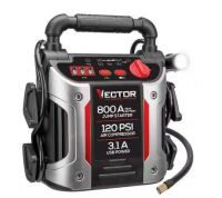 Vector 800 Peak Amp Automotive Jump Starter, Portable Power - Triple 15W USB Ports, 120 PSI Air Compressor $199