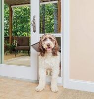 PetSafe Doggy Door for Sliding Glass Doors, Adjustable Height 75 7/8" to 81", No-Cut DIY Install, Aluminum Panel, Ideal for Renters, for Extra Large Dogs Up to 220 lb., (White, X-Large) New Shelf Pull $299