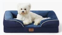 Bedsure Orthopedic Flannel Dog Sofa- M (28x23 in.) in Navy Blue $79