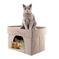 Tucker Murphy Pet™ Lucea 2-Tier Collapsible Cat Cave 17 x 11.4" x 12"."D Rectangular in Beige New In Box $89