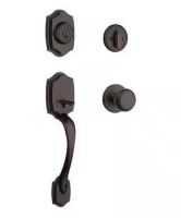 Kwikset Belleview and Cove Venetian Bronze Entry Door Knob Handleset and Single Cylinder Deadbolt feat. SmartKey and Microban $209