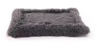 Precious Tails Eyelash Faux Fur Bordered Cat and Dog Mat - S (26x18) - Gray New $79