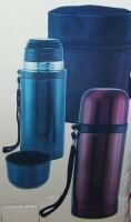 FINELIFE 3 PIECE SET 12 oz STAINLESS STEEL TRAVEL BOTTLE, 2 BOTTLE PLUS ZIPPER CASE New In Box $79