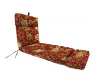 Jordan Manufacturing 72 in. x 22 in. Alberta Salsa Red Floral Rectangular French Edge Outdoor Chaise Lounge Cushion with Ties and Hanger Loop New In Box $199