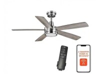 Hampton Bay Fanelee 54 in. White Color Changing LED Brushed Nickel Smart Ceiling Fan with Light Kit and Remote Powered by Hubspace New In Box $299