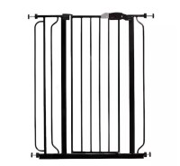 Regalo 36 in. Black Metal Easy Step Extra Tall Walk-Through Gate, Expands to fit a variety of doorways from 29 to 36.5 in. / Regalo 36 in. Arched Decor Extra Tall Safety Gate, Expands to fit a variety of doorways from 29 to 35 in. in Bronze New In Box Ass