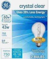 GE 60W Halogen Light Bulb 2-Pack New In Box