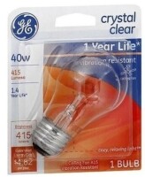 GE 40 Watt 415 Lumens Crystal Clear Ceiling Fan Incan Bulb New In Box