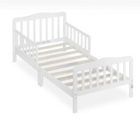 Dream On Me Store Classic Design Toddler Bed In White, Greenguard Gold And JPMA Certified, Low To Floor Design, Two Side Safety rails, Non-Toxic Finishes, Wooden Nursery Furniture $199