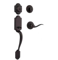 Kwikset Arlington Venetian Bronze Single Cylinder Door Handleset with Tustin Door Handle Featuring SmartKey Security New Open Box $299