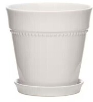 Southern Patio 7.9 in. Ravanaey Small Glossy White Ceramic Planter (7.9 in. D x 7.9 in. H) With Drainage Hole and attached saucer New $79