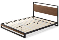 ZINUS Suzanne 37 Inch Bamboo and Metal Platform Bed Frame, Solid Steel Construction, No Box Spring Needed, Wood Slat Support, Easy Assembly, Chestnut Brown, Queen New Shelf Pull $499