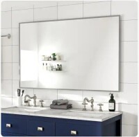 Eviva Sax 48" W x 30" H Large Rectangular Aluminum Framed Wall Bathroom Vanity Mirror in Chrome, New in Box $399